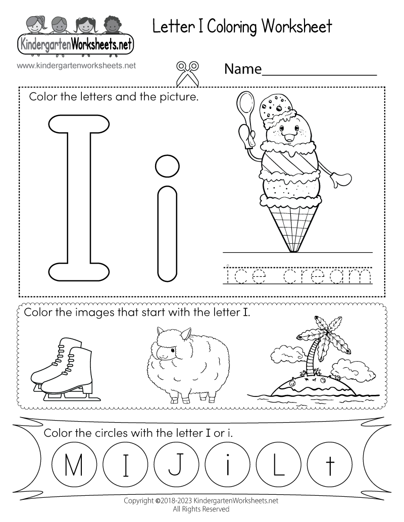 Free Printable Letter I Coloring Worksheet within Printable Alphabet Letter I