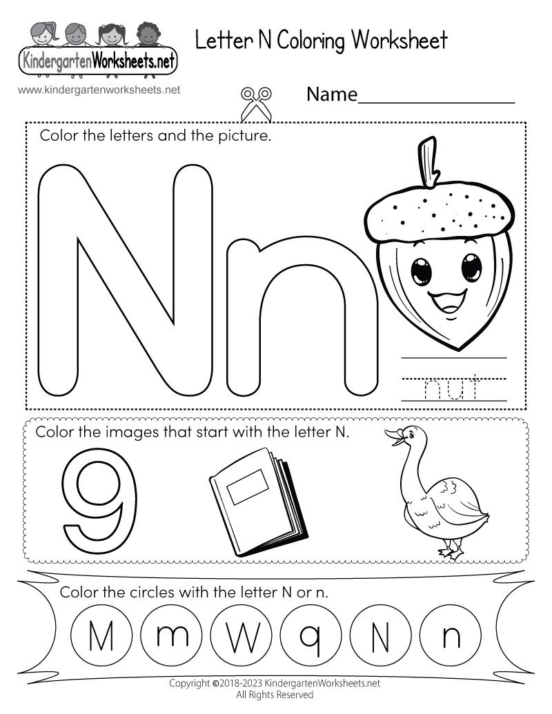 Free Printable Letter N Coloring Worksheet in Printable Alphabet Letter N