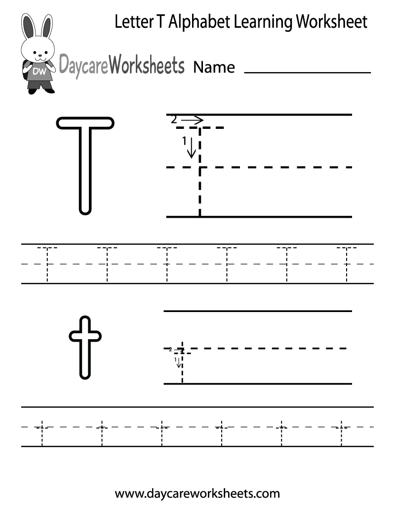 Free Printable Letter T Alphabet Learning Worksheet For Preschool inside Printable Alphabet Letter T