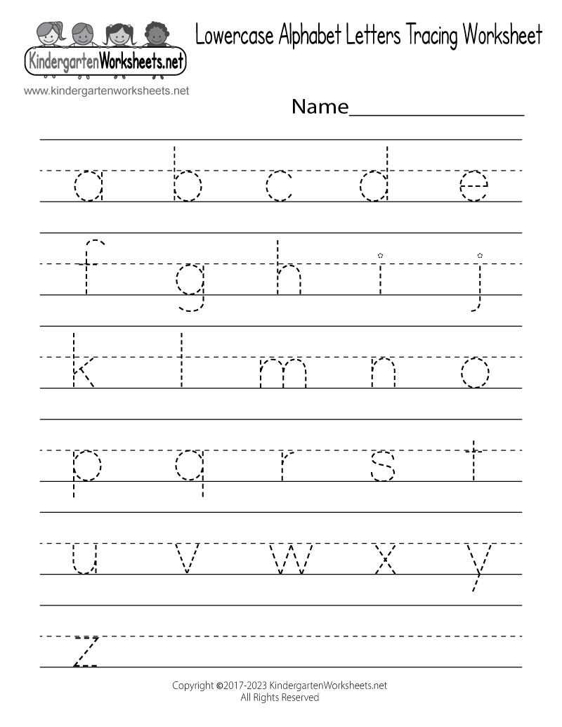 Free Printable Lowercase Alphabet Letters Tracing Worksheet for Alphabet Free Printable Kindergarten Worksheets