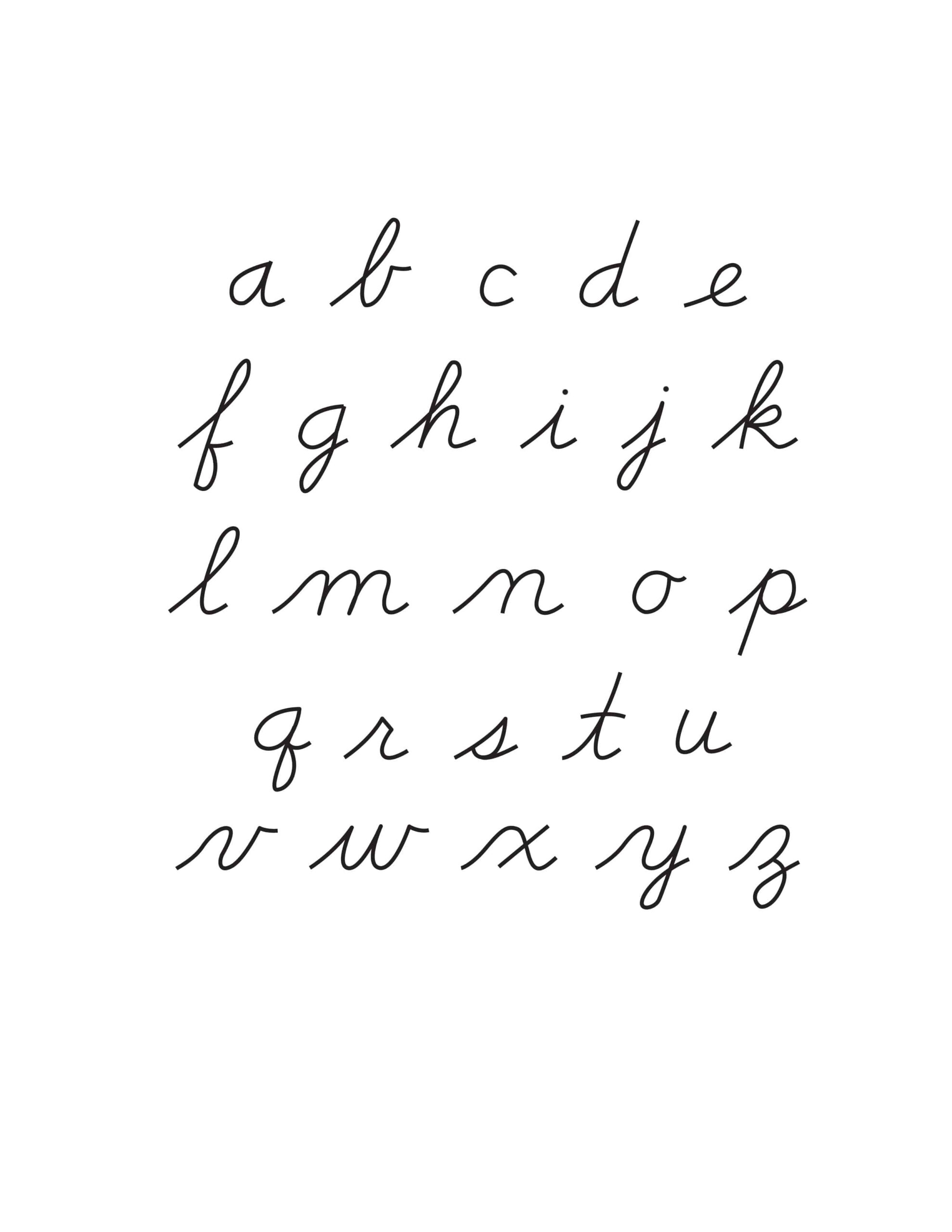 Free Printable Lowercase Cursive Alphabet throughout Free Printable Cursive Alphabet Chart