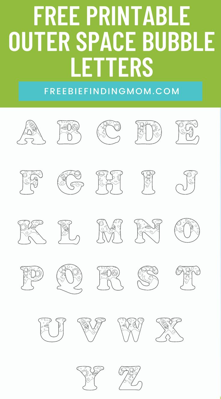 Free Printable Outer Space Bubble Letters Alphabet inside Outer Space Alphabet Printable