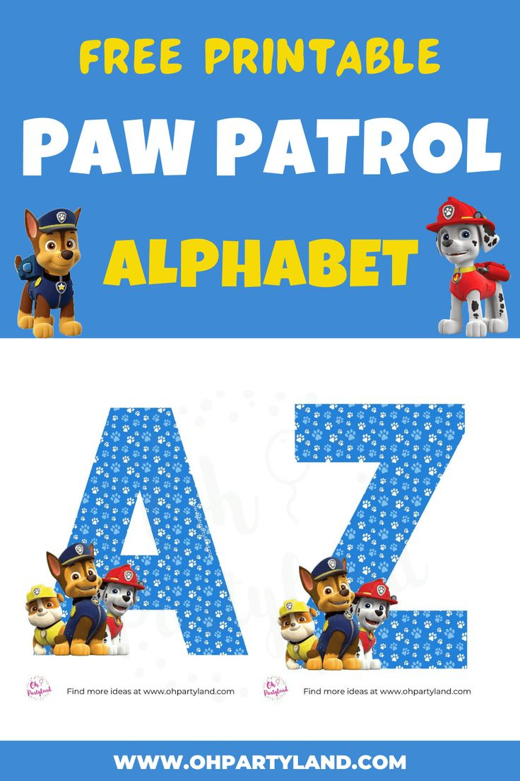 Free Printable Paw Patrol Alphabet intended for Free Paw Patrol Alphabet Printable