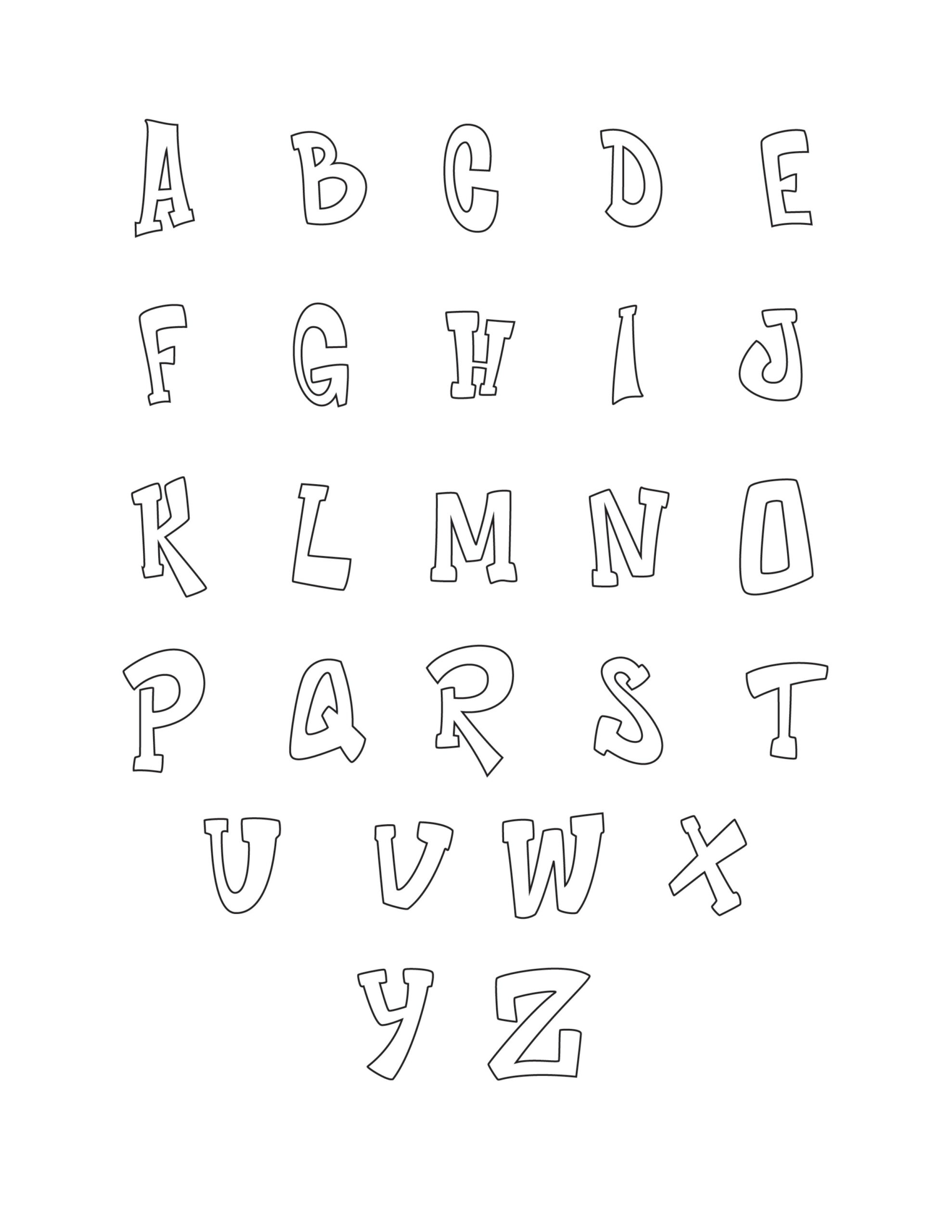 Graffiti Bubble Letters Alphabet Printable in Free Printable Graffiti Alphabet