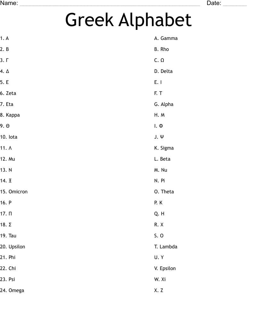 Greek Alphabet Worksheet - Wordmint inside Printable Greek Alphabet Worksheet