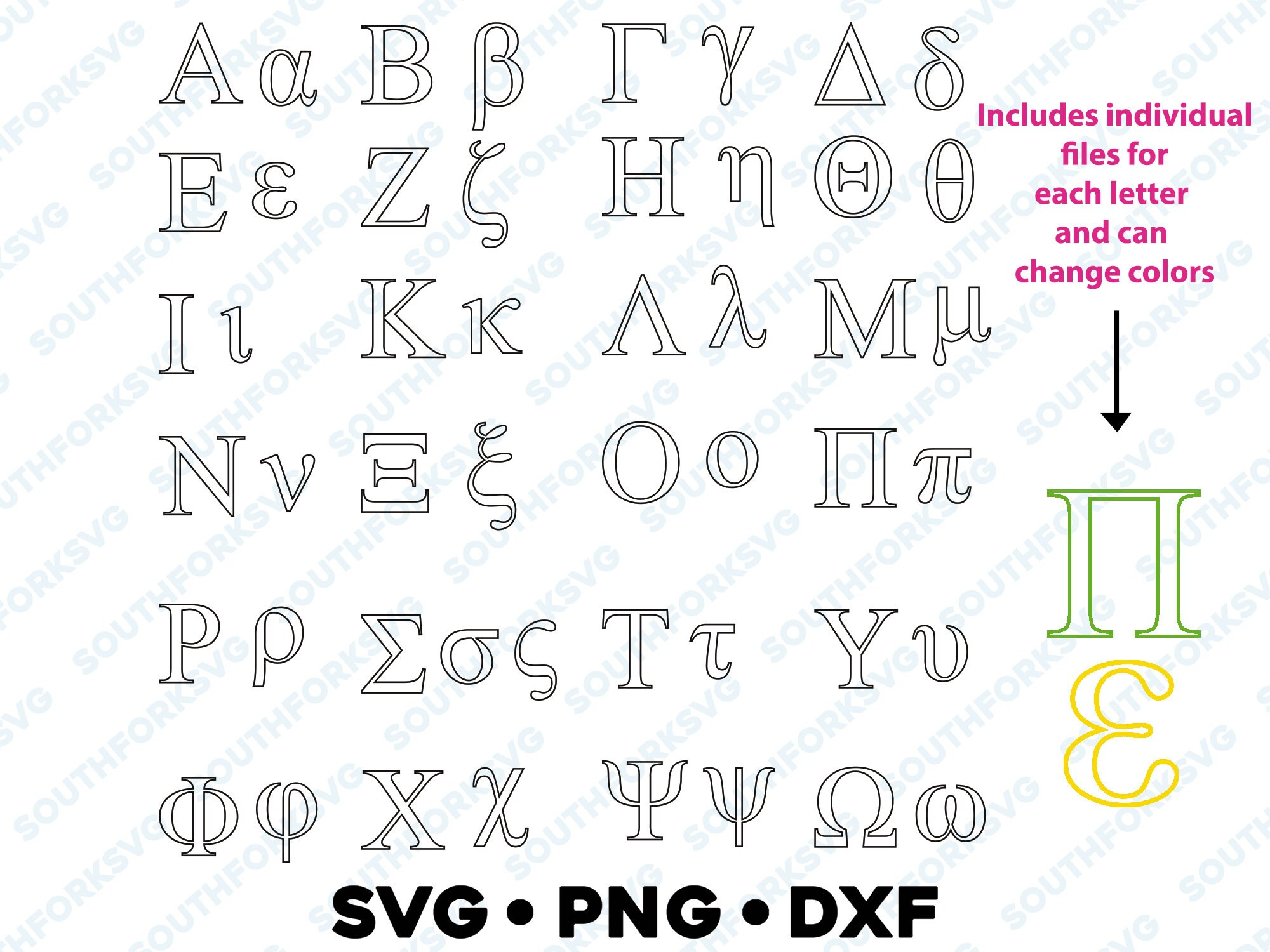 Greek Letters Alphabet Outlines Svg Png Dxf Bundle, Greek Svg inside Greek Alphabet Stencils Free Printable