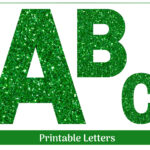 Green Glitter Alphabet Clip Art Letters A Z And Numbers 0 9 With Regard To Printable Green Alphabet Letters