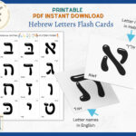 Hebrew Alphabet Letters Flash Cards / Alef Bet B&W Printable Pdf Throughout Hebrew Alphabet Flash Cards Printable