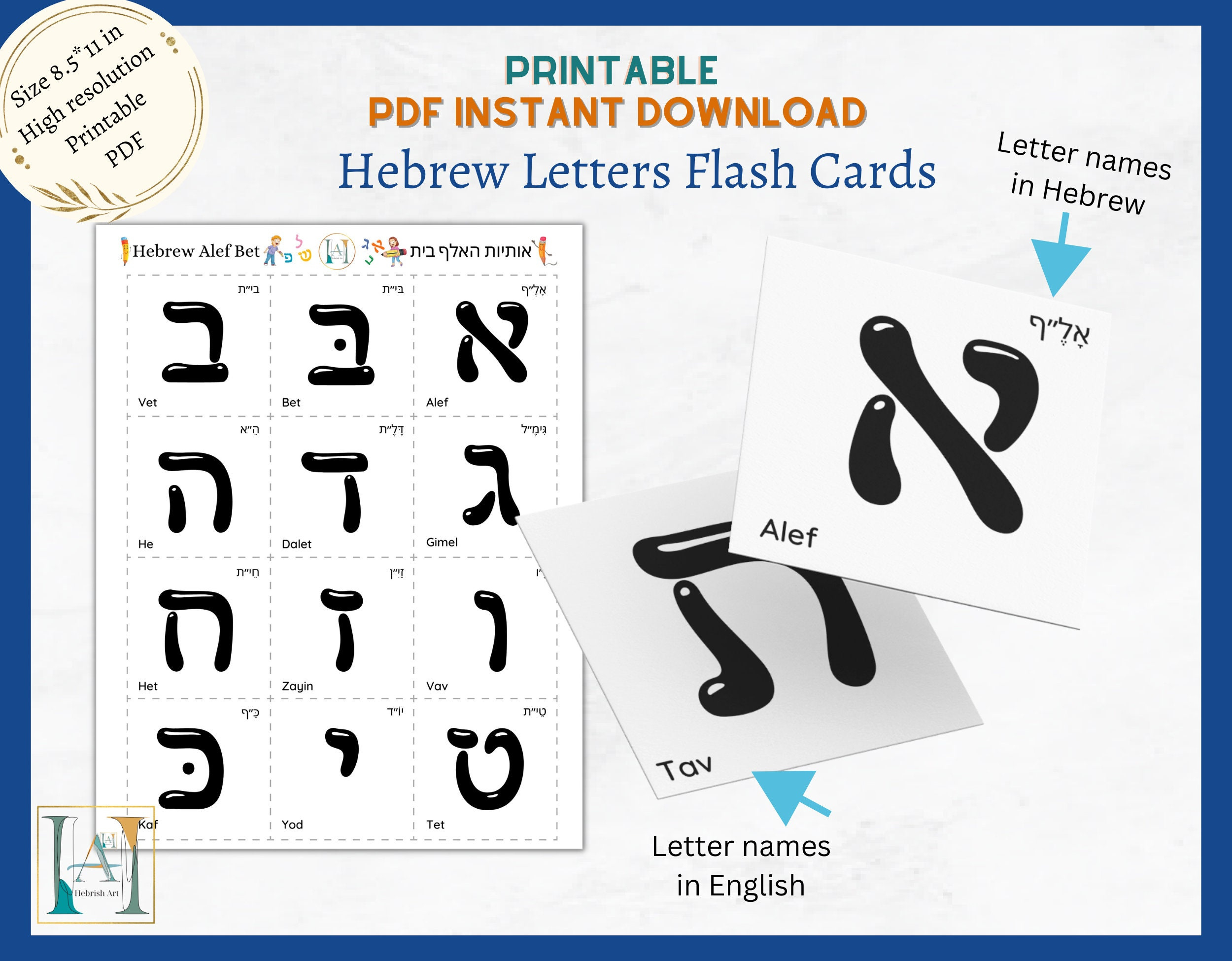 Hebrew Alphabet Letters Flash Cards / Alef Bet B&amp;amp;W Printable Pdf throughout Hebrew Alphabet Flash Cards Printable