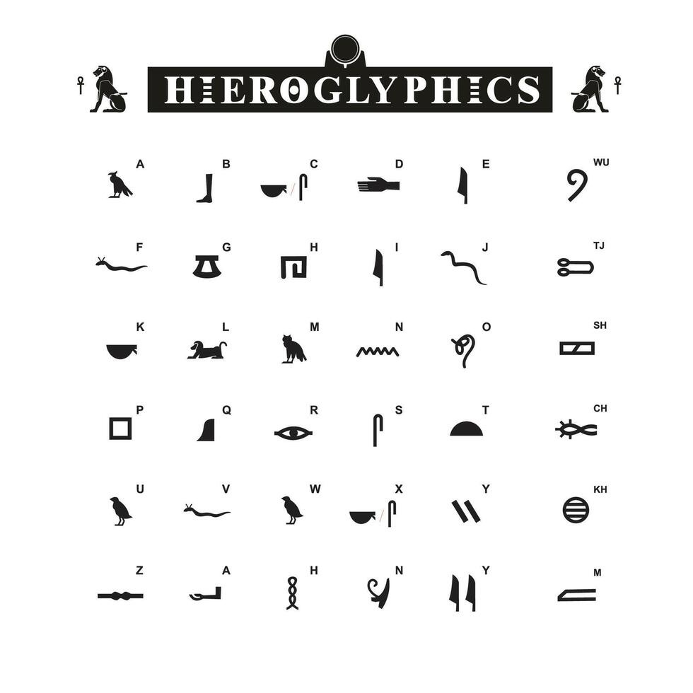 Hieroglyph Alphabet Vector Art, Icons, And Graphics For Free Download in Printable Egyptian Hieroglyphics Alphabet