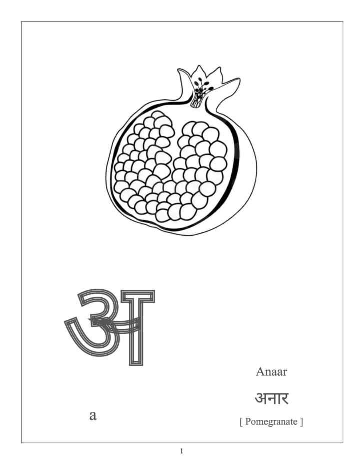 Printable Hindi Alphabets Coloring Sheets