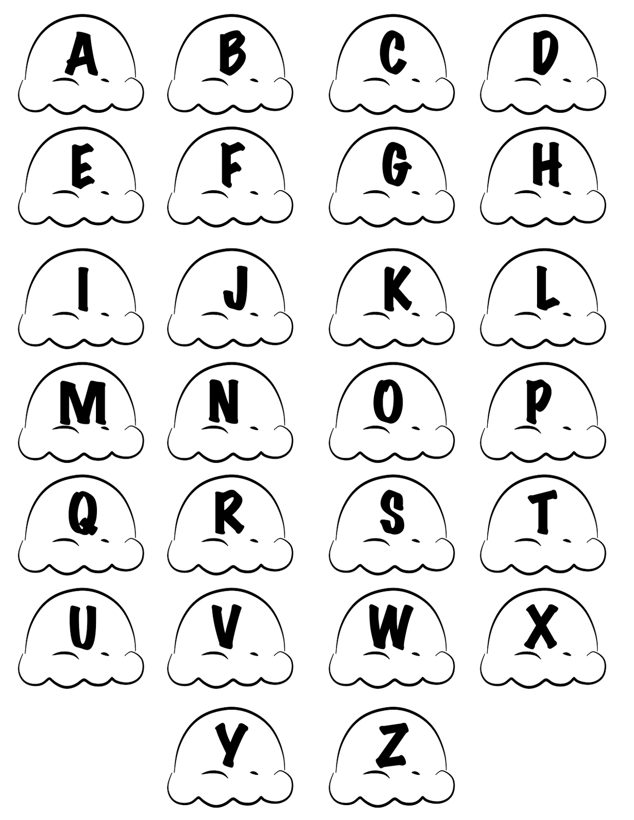 Ice Cream Letters within Ice Cream Alphabet Printable