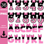 Instant Download Minnie Mouse Alphabet And Numbers Png , Minnie Throughout Printable Minnie Mouse Alphabet Letters