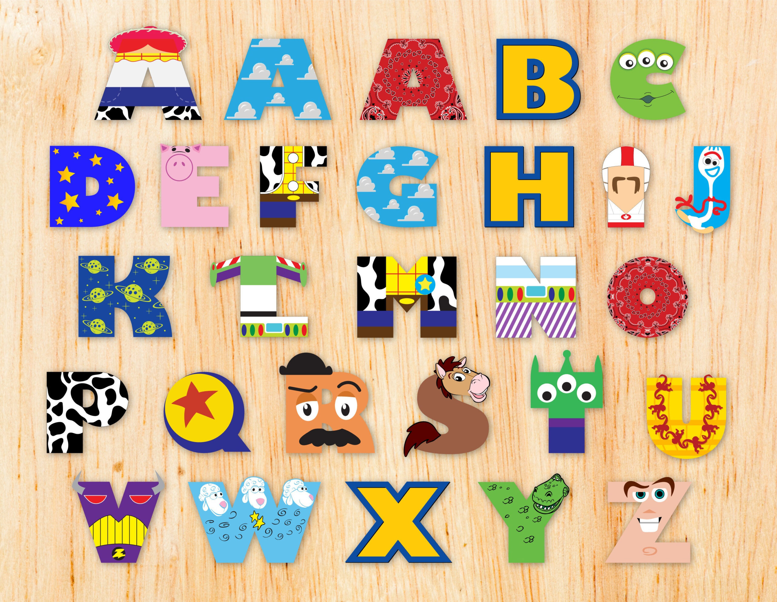 Instant Download | Toy Story Inspired Alphabet With Transparent Backgrounds | Clipart | Custom Banner intended for Printable Toy Story Alphabet Letters