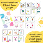 Instant Printable Greek Alphabet Flashcards Bilingual   Etsy Throughout Greek Alphabet Flash Cards Printable