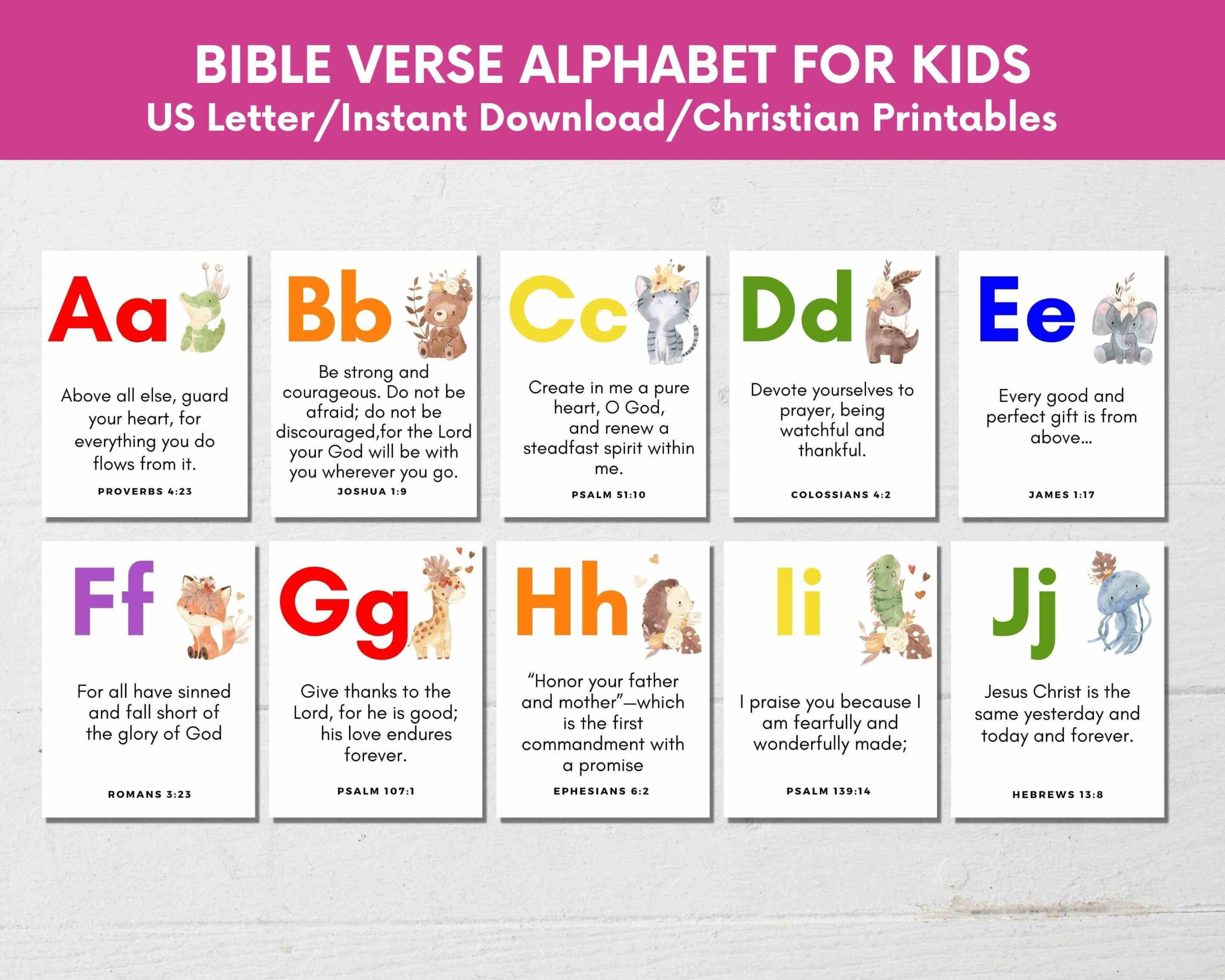 Kids Printable Alphabet Bible Verse Cards From A To Z,Abc pertaining to Printable Alphabet Bible Verses