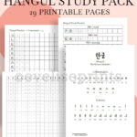 Korean | Hangul Study Pack/ Chart & Worksheets (Printable) Inside Beginner Printable Korean Alphabet Practice Sheet