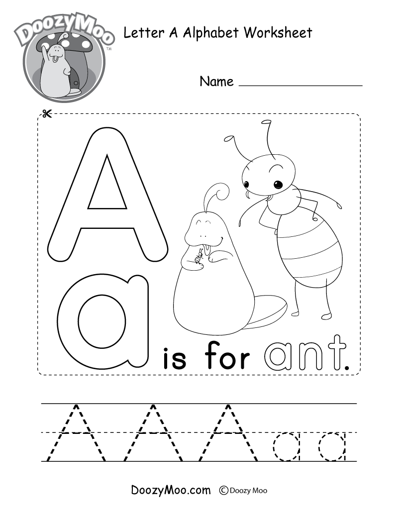 Letter A Alphabet Activity Worksheet - Doozy Moo for Printable Alphabet Letter A