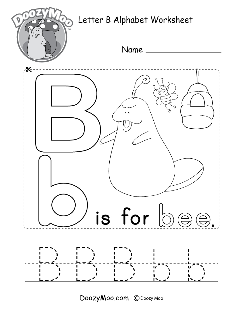 Letter B Alphabet Activity Worksheet - Doozy Moo inside Printable Alphabet Letters B