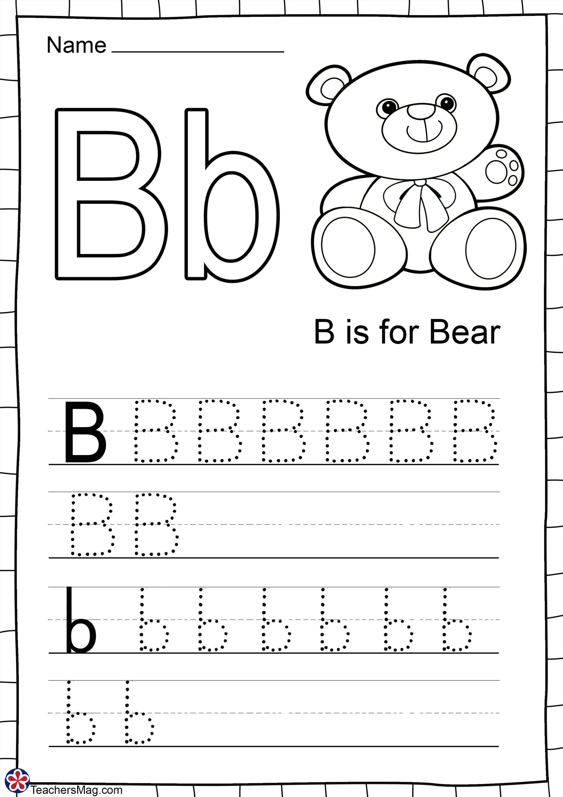 Letter B Free Worksheets. Teachersmag inside Printable Alphabet Letters B