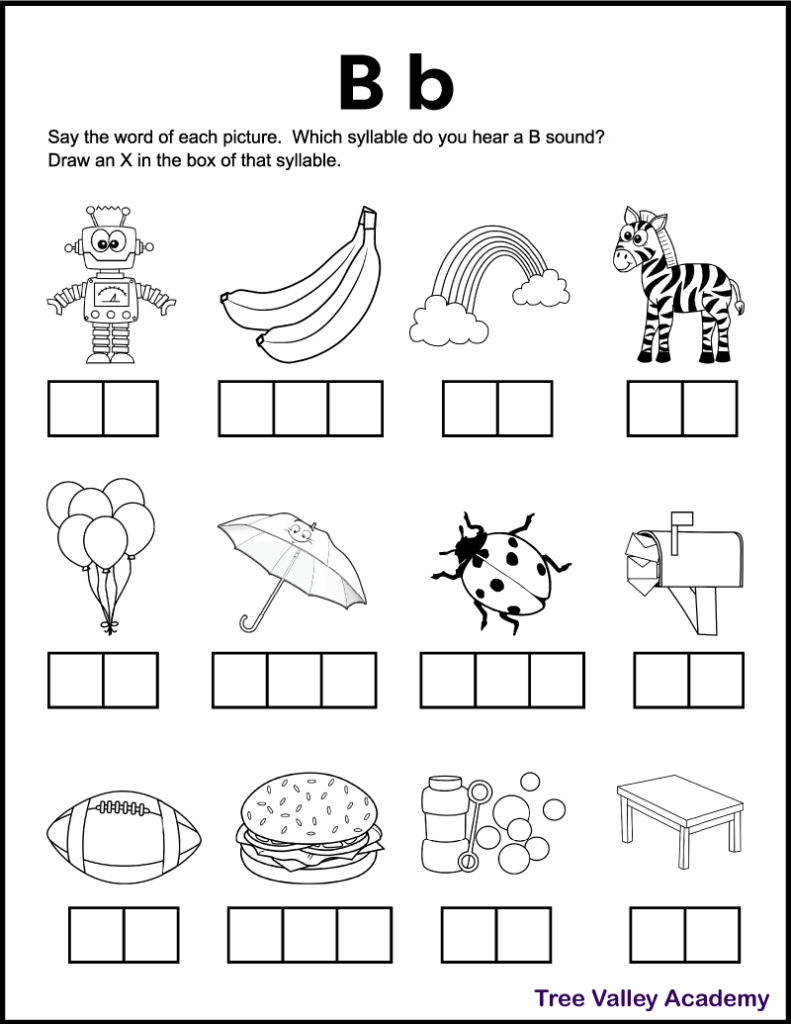 Letter B Sound Phonics Worksheets - Tree Valley Academy in Free Printable Alphabet Phonics Worksheets