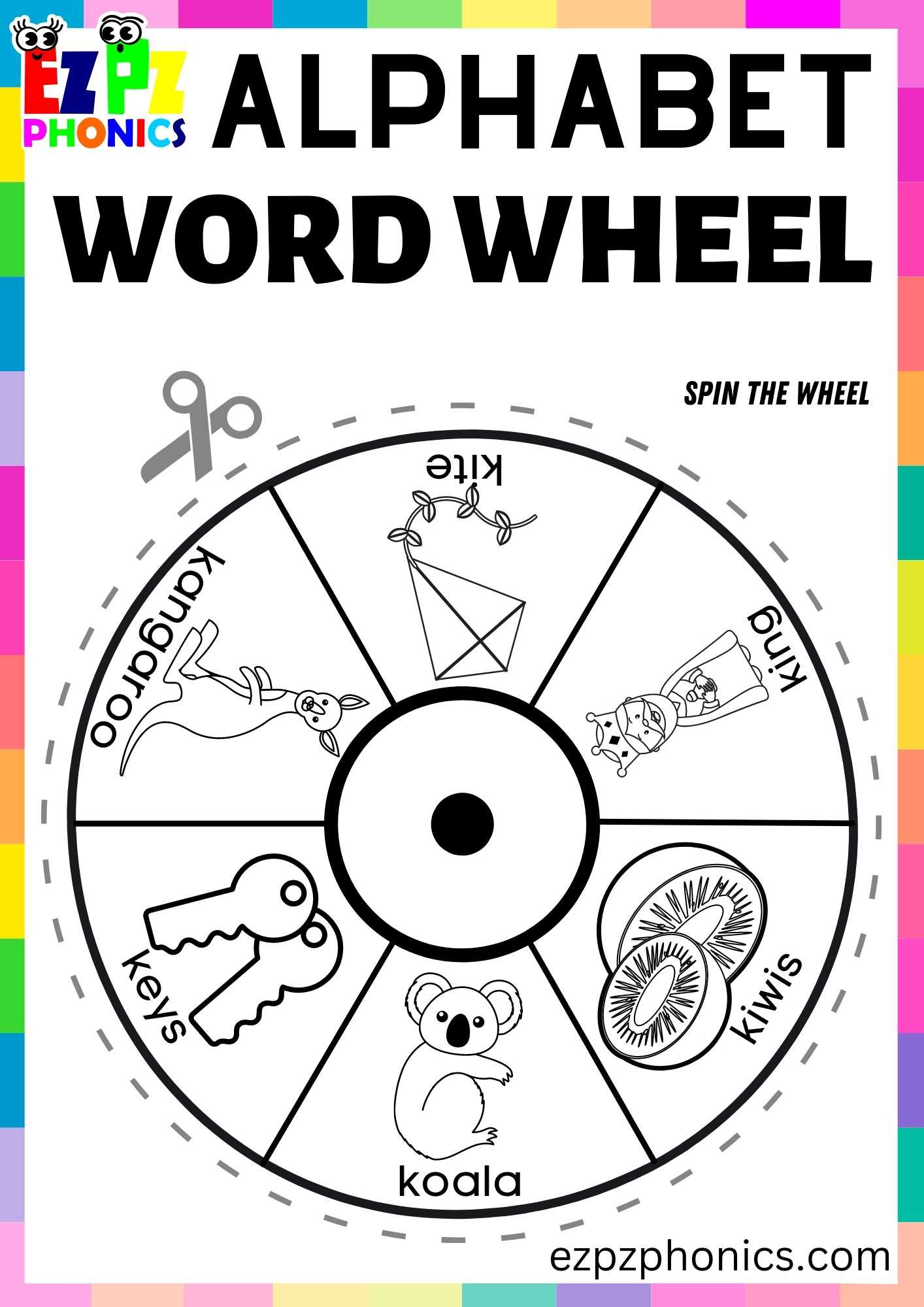 Letter K Alphabet Coloring Spinner Wheel Phonics - Ezpzphonics intended for Wheel Printable Alphabet Spinner Printable