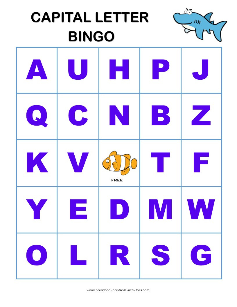 Letter Recognition Bingo Games in Alphabet Bingo For Kindergarten