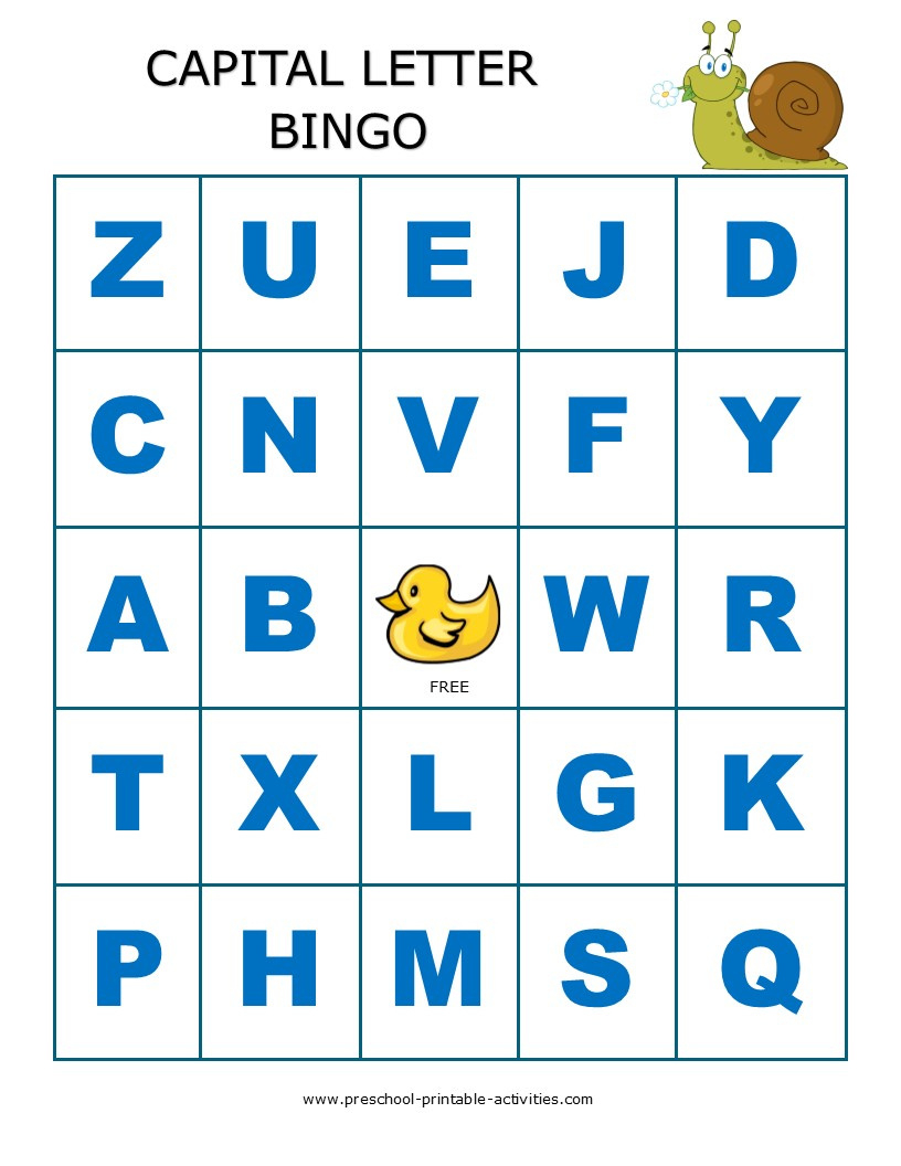 Letter Recognition Bingo Games inside Letter Recognition Alphabet Bingo Printable