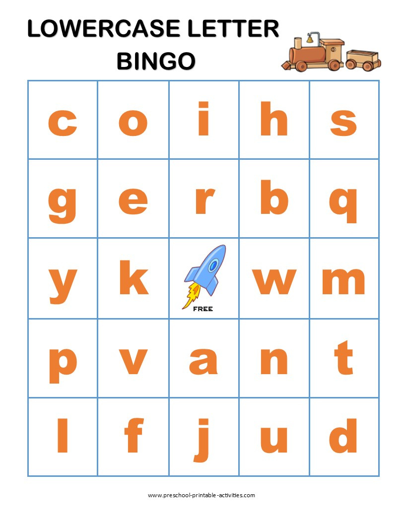 Letter Recognition Bingo Games intended for Lower Case Alphabet Bingo Printable