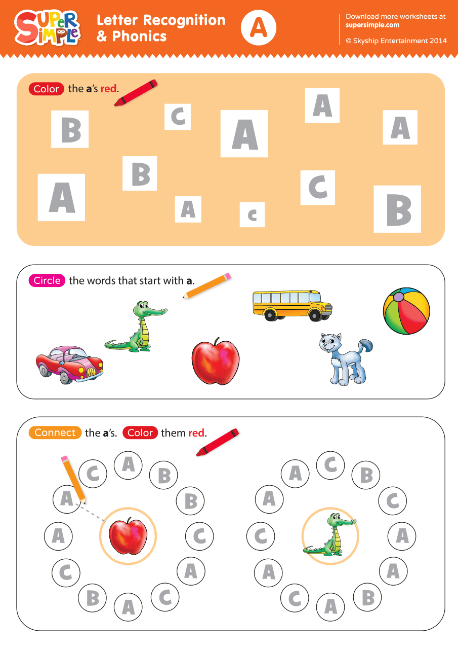 Letter Recognition &amp;amp; Phonics Worksheet - A (Uppercase) - Super Simple pertaining to Printable Upper Case Alphabet Worksheets