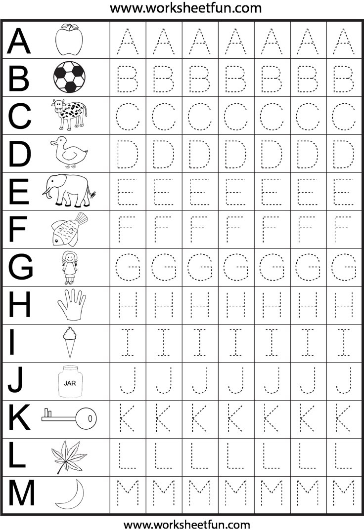 Letter Tracing – 1 Worksheet / Free Printable Worksheets intended for Free Printable Alphabet Writing Practice Sheets