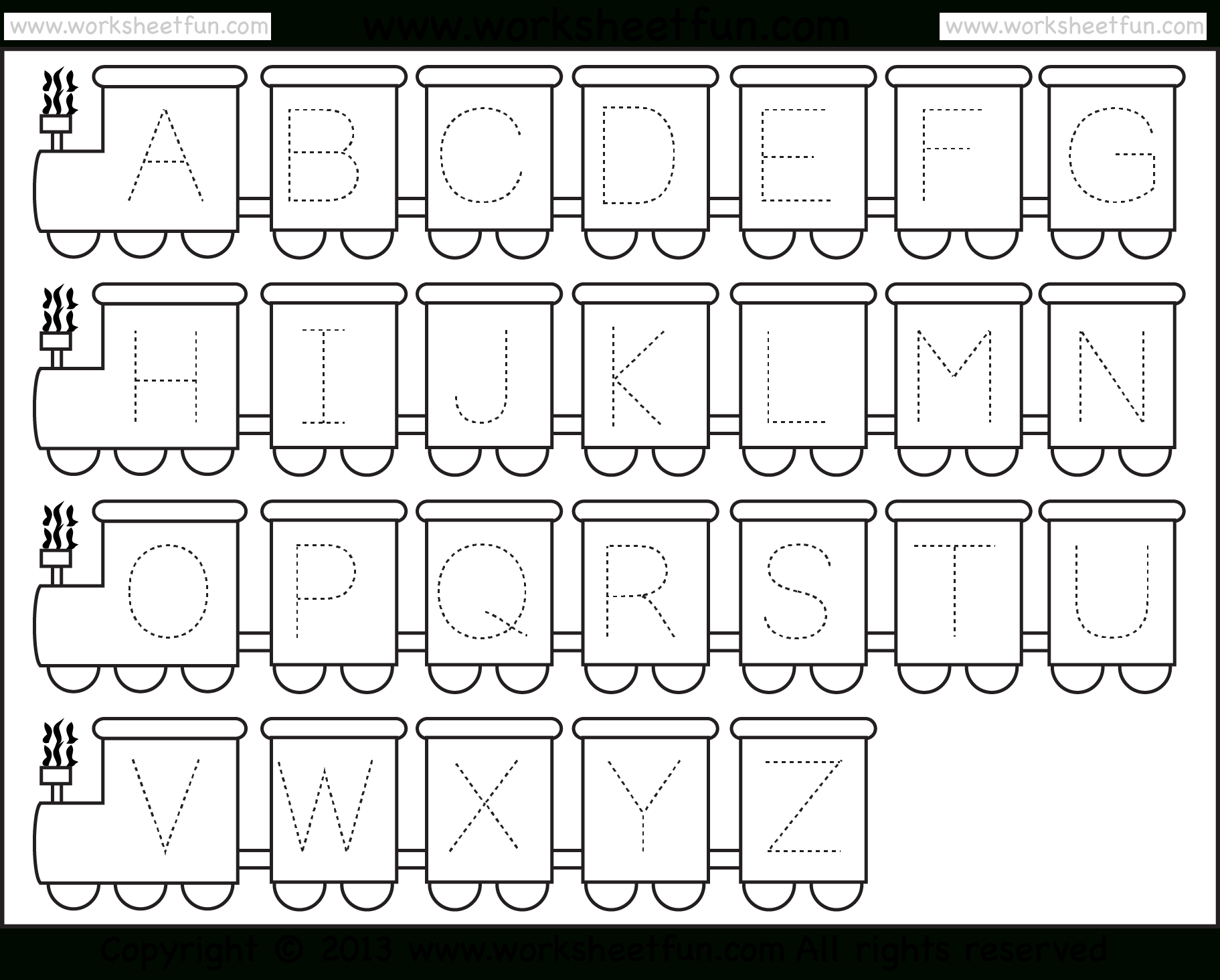 Letter Tracing Worksheet – Train Theme / Free Printable Worksheets for Alphabet Free Printable Preschool Worksheets Tracing Letters