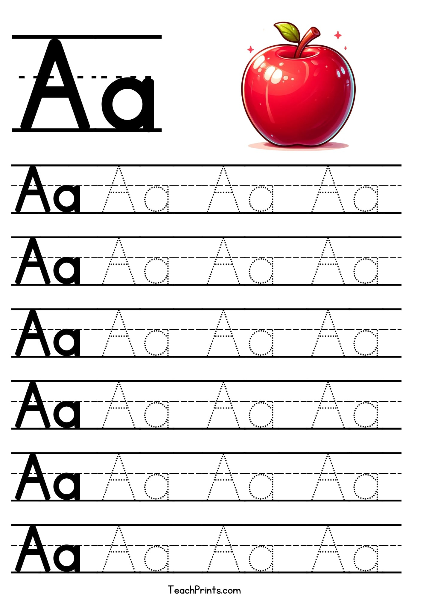 Letter Tracing Worksheets - Free A To Z Printables - Teach Prints intended for Trace Alphabet Letters Printable
