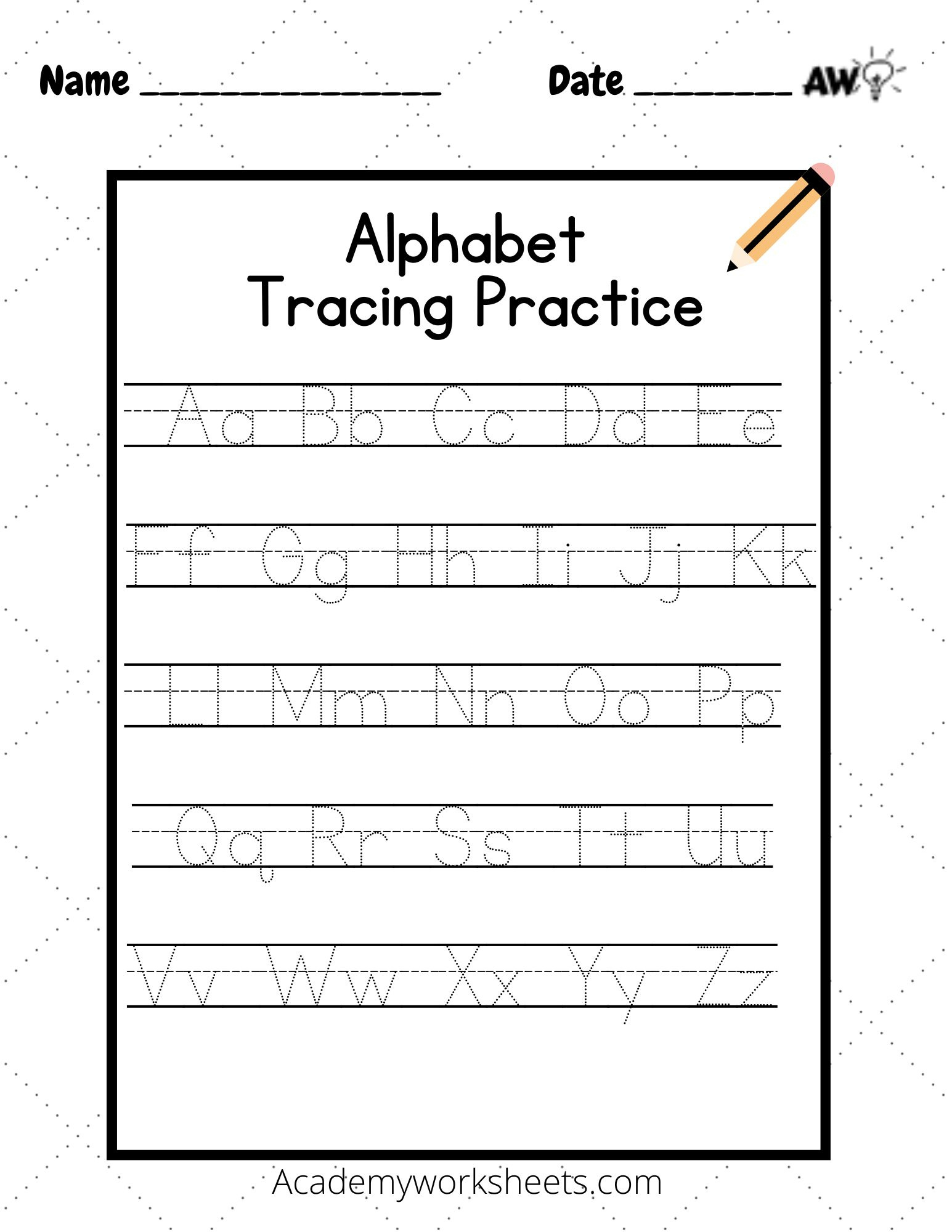 Letter Tracing Worksheets Handwriting Abc Worksheets - Academy in Free Printable Alphabet Handwriting Sheets