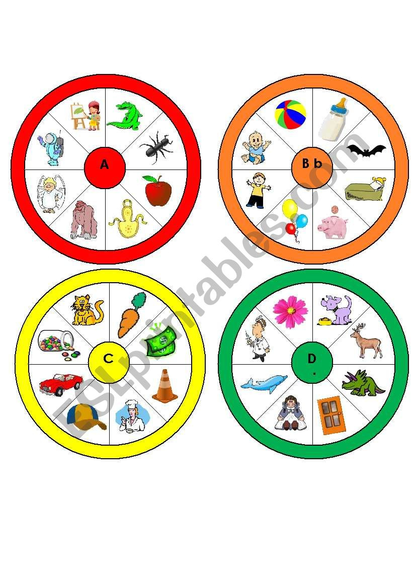 Letter Wheels A-H Part 1 Of A Set (One Wheel For Each Letter Of within Wheel Printable Alphabet Spinner Printable