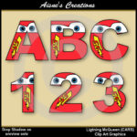 Lightning Mcqueen (Cars) Alphabet Letters & Numbers Clip Art Graphics   Etsy With Regard To Printable Alphabet Lightning Mcqueen Letters