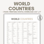 List Of Countries Of The World Countries List World Countries List Regarding Printable Alphabetical List Of Countries In The World