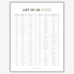 List Of The 50 States List Of States Printable Alphabetical List For List Of All 50 States In Alphabetical Order Printable