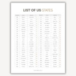 List Of The 50 States List Of States Printable Alphabetical List Inside Printable States In Alphabetical Order