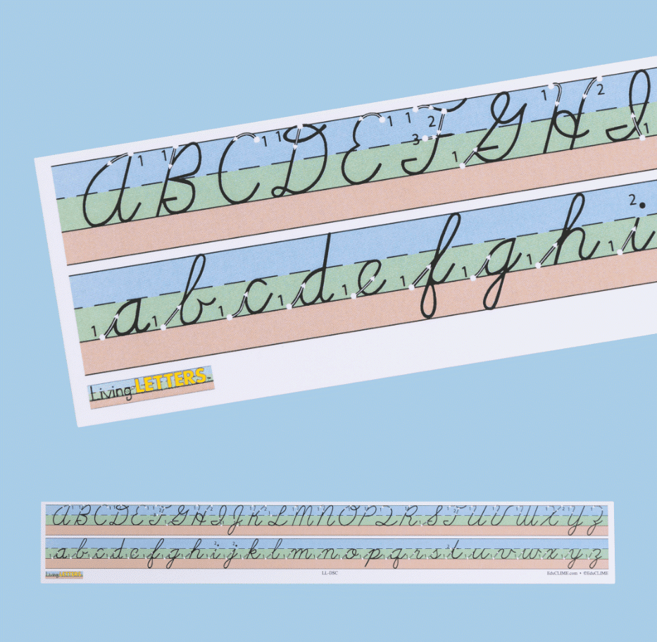 Living Letters® Alphabet Desk Strip- Cursive with Cursive Alphabet Strips For Desks Free Printable