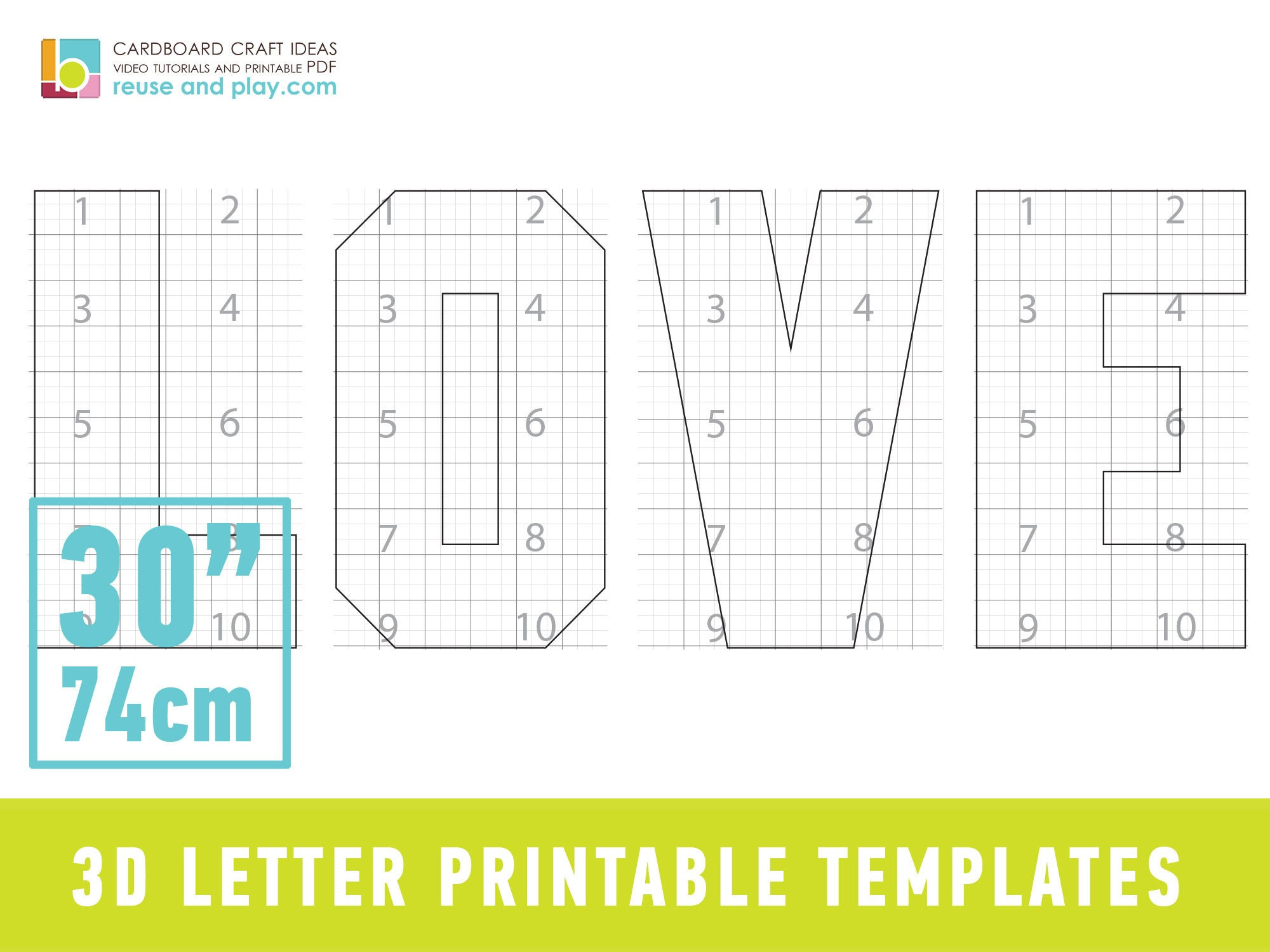 Love Giant Letters Templates 30In - Etsy in Printable 3D Alphabet Letters Template