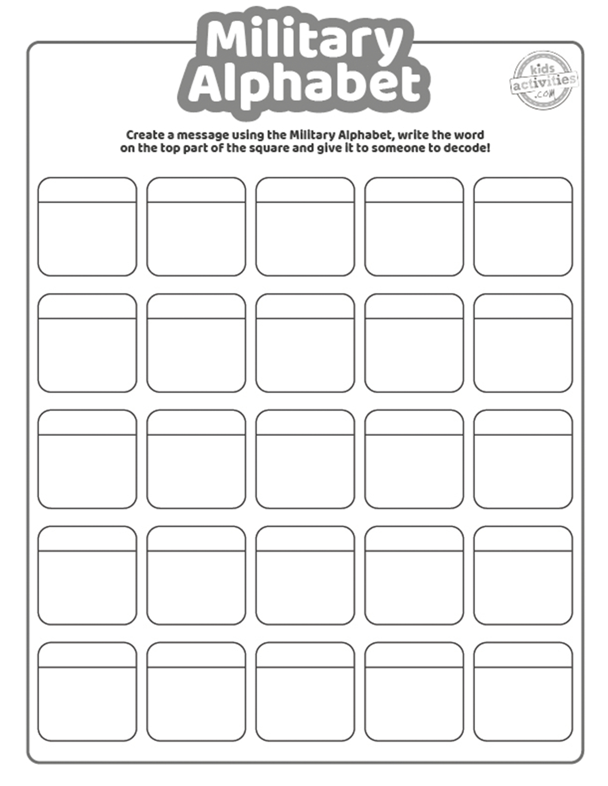 Magnificent Military Alphabet Printable For Kids! | Kids regarding Printable Blank Alphabet Chart