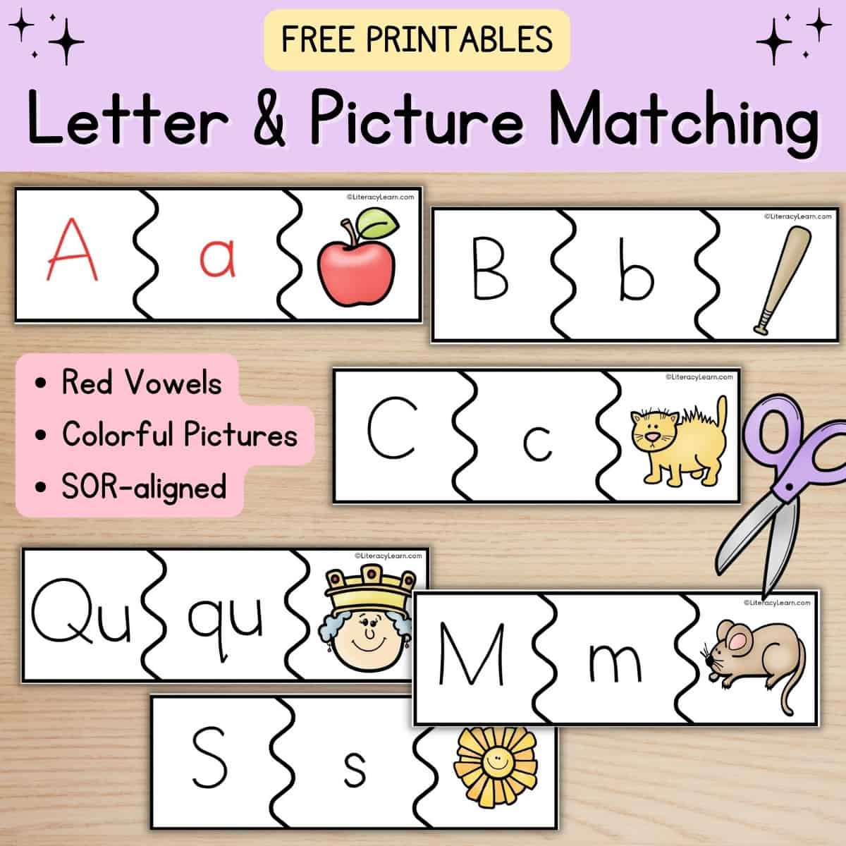 Match The Letters With Pictures - Free Printables - Literacy Learn pertaining to Alphabet Matching Free Printable