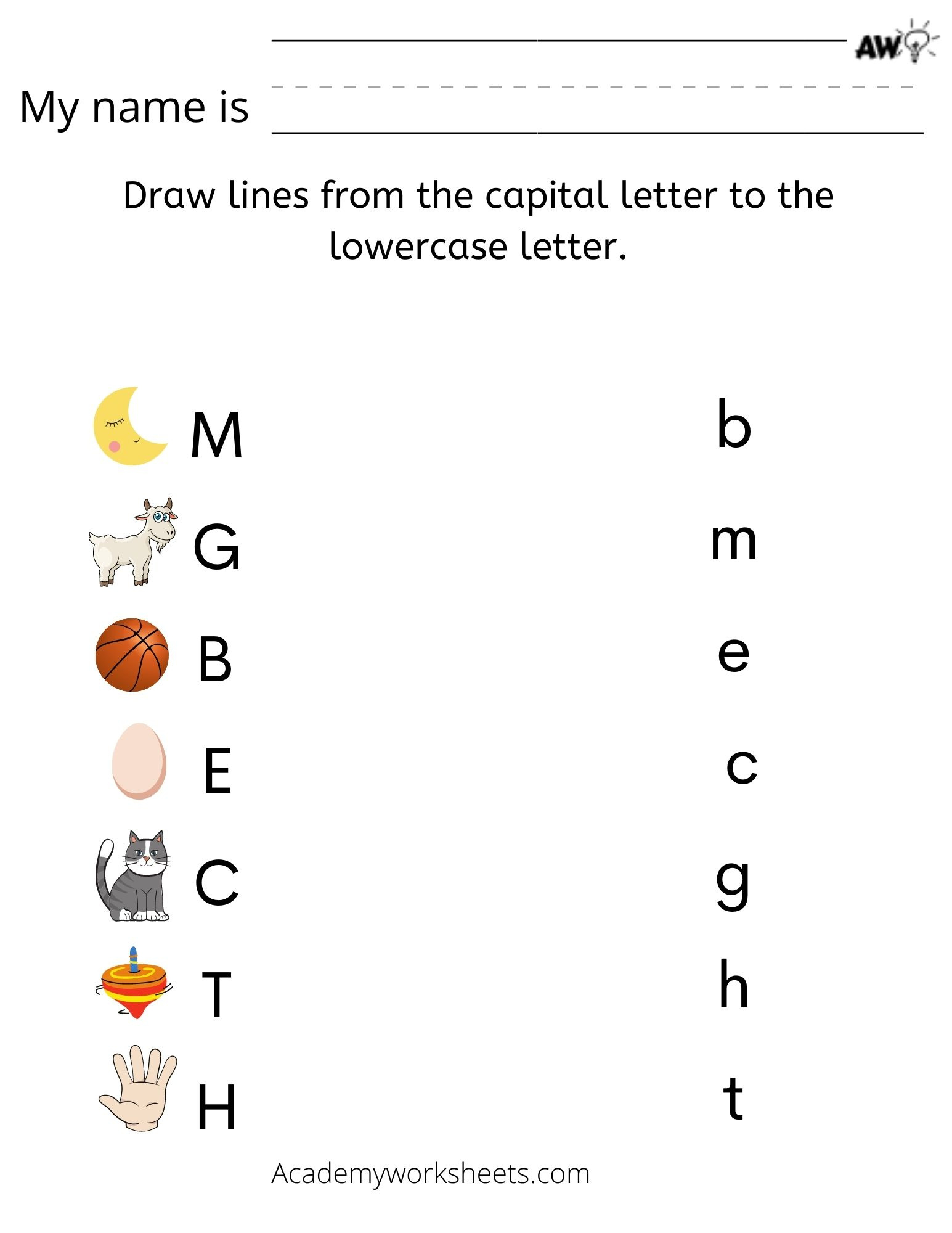 Match Uppercase And Lowercase Letters - Academy Worksheets with Alphabet Upper and Lower Case Matching Printable