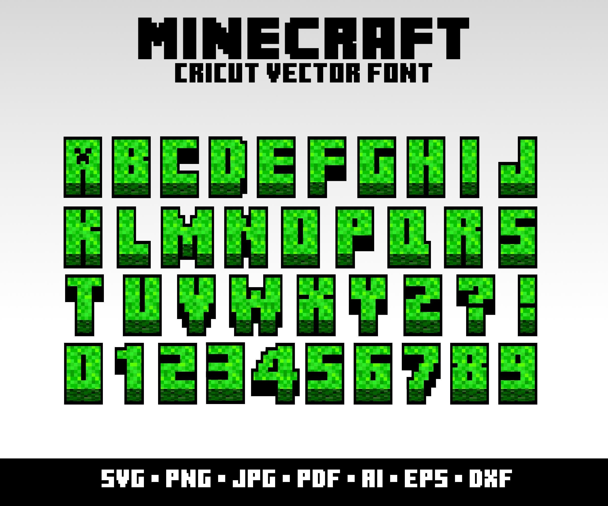 Mine Font Svg Bundle Minecraft Alphabet Printable Video Gamer Gift for Printable Alphabet Minecraft Font