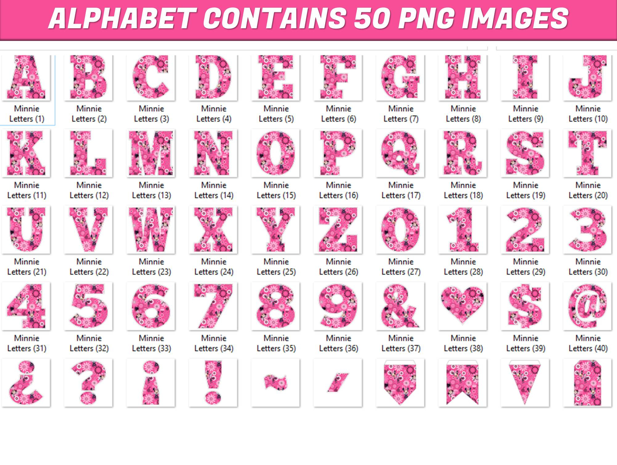 Minnie Mouse Alphabet Letters Png pertaining to Free Printable Minnie Mouse Alphabet Letters