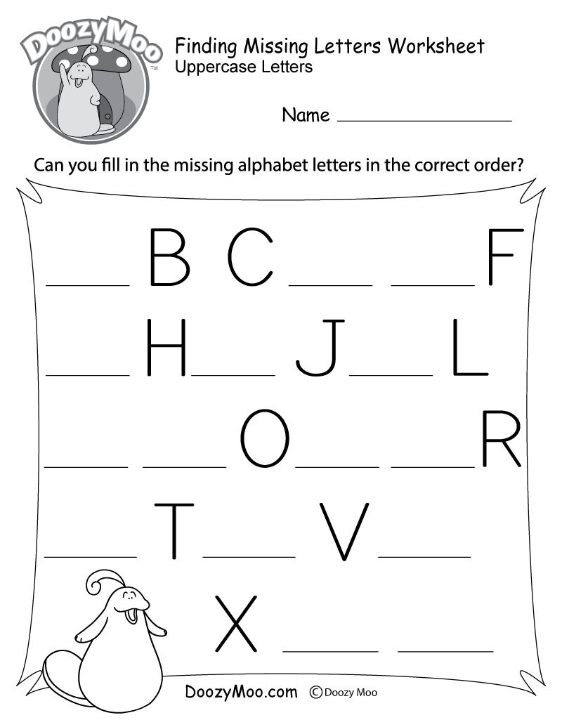 Missing Letter Worksheets (Free Printables) - Doozy Moo regarding Free Printable Kindergarten Alphabet Worksheets