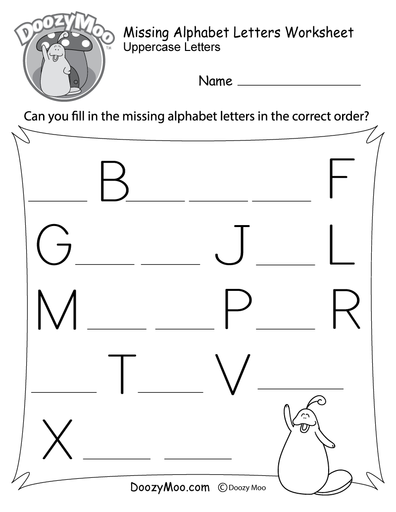 Missing Letter Worksheets (Free Printables) - Doozy Moo within Alphabet Letter Worksheets Printable