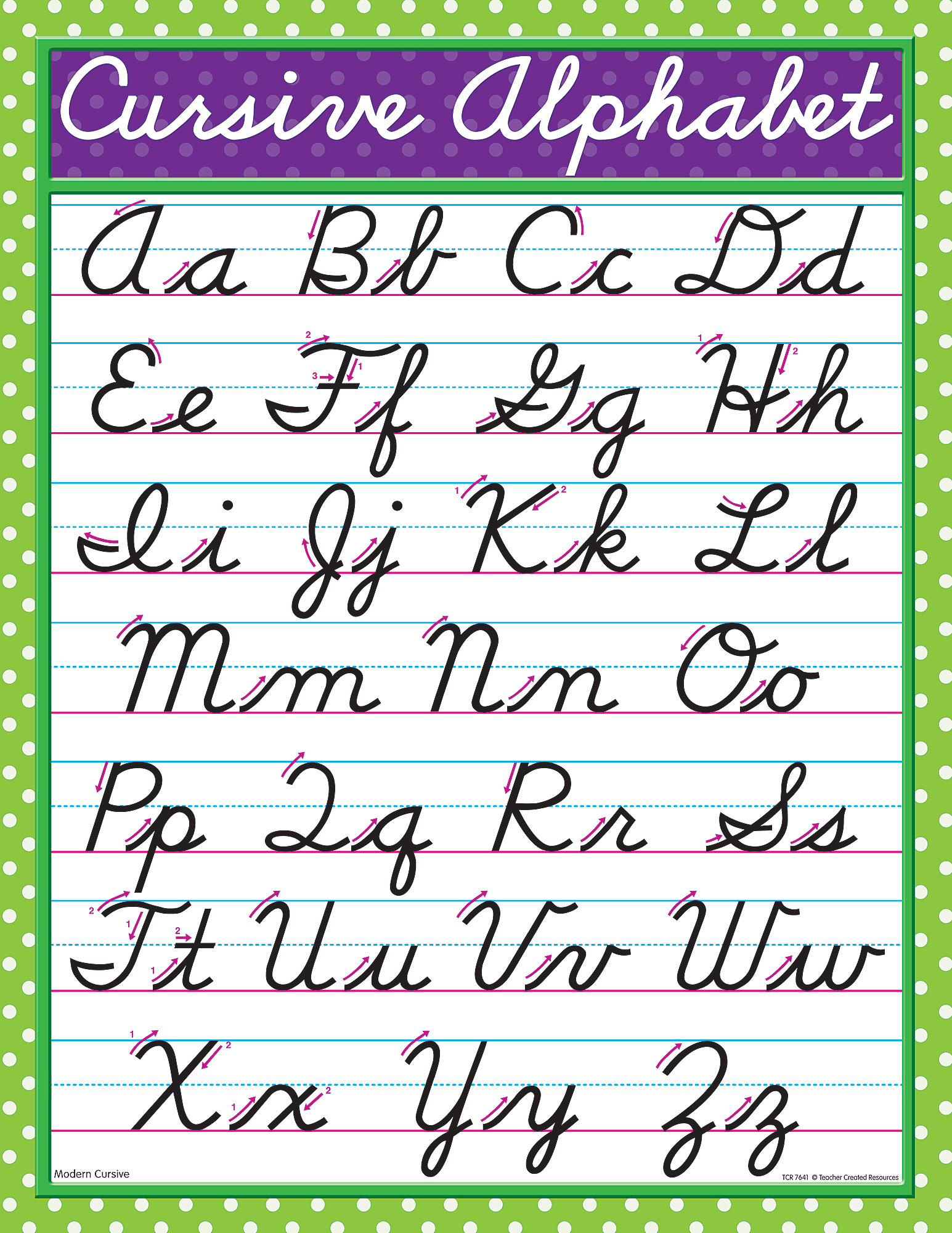 Modern Cursive Chart - Tcr7641 | Teacher Created Resources throughout Cursive Alphabet Chart Free Printable