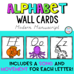 Modern (D'Nealian) Manuscript Alphabet Wall Cards With Song And With D&#039;nealian Alphabet Flash Cards Printable